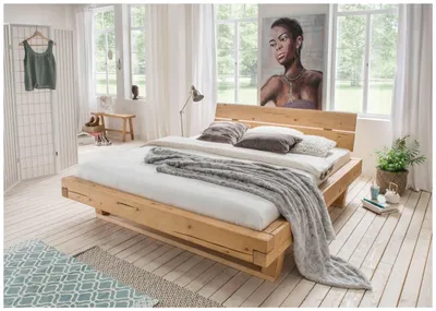 Produktbild von Bett Balkenbett UNIKA Massivholzbett aus Fichte mit geölter Oberfläche