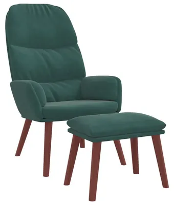 Produktbild von vidaXL Relaxsessel mit Hocker Dunkelgrün Samt