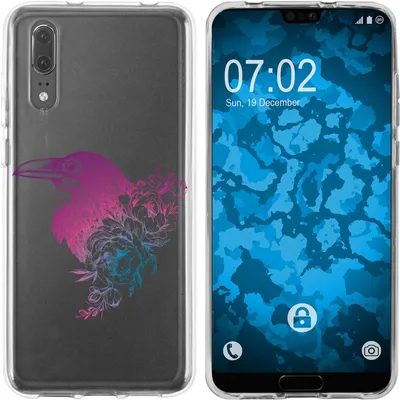 Produktbild von PhoneNatic Case kompatibel mit Huawei P20 Silikon-Hülle Floral Rabe M4-6