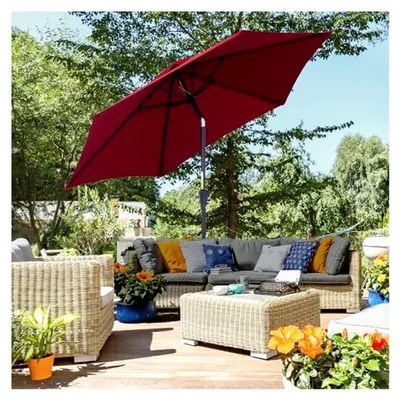 Produktbild von Knickschirm Sonnenschirm Gartenschirm Marktschirm mit Handkurbel Aluminium 180 g/m² Polyester Rot ∅2,6 x 2,35 m