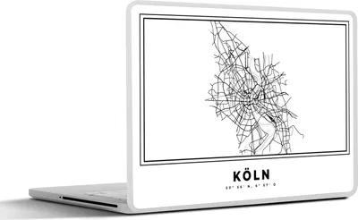 Produktbild von MuchoWow® Laptop Aufkleber Sticker Cover Stadtplan - Schwarz-weiß - Karte - Köln - Deutschland - Karte 40x30 cm - Laptop Dekoration - Selbstklebend
