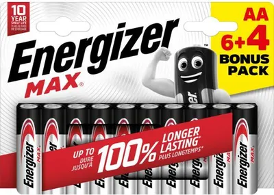 Zdjęcie produktu dla Baterie ołówkowe alkaliczne AA ENERGIZER MAX, opakowanie 10 sztuk, 1810106