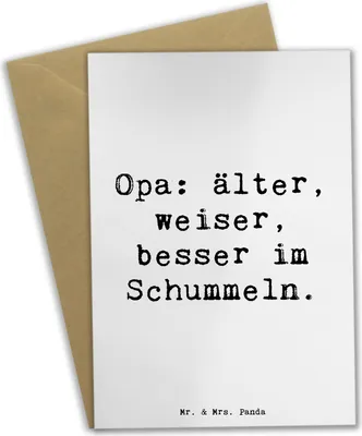 Produktbild von Mr. & Mrs. Panda Grußkarte Spruch Opa Weisheit - Weiß - Geschenk, osterkarten, Handarbeit, hochzeitskarten, weihnachtskarten, dankeskarten, Liebe, einladungskarten
