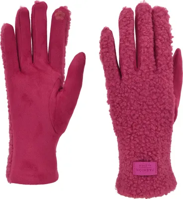 Produktbild von styleBREAKER Damen Touchscreen Handschuhe mit Teddyplüsch | Weiche warme Winter Fingerhandschuhe | Kuscheliger Smartphone Handschuh in vielen Farben