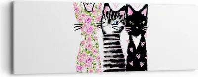 Produktbild von Bild auf Leinwand - Leinwandbild - Katzen Blumen Tiere - 90x30cm - Wand Bild - Wanddeko - Wandbilder - Leinwanddruck - Bilder - Kunstdruck - Wanddekoration - Leinwand bilder - Wandkunst - AB90x30-2891