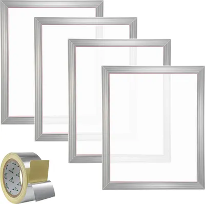 Immagine prodotto di Kit serigrafico SucceBuy, 4 telai serigrafici in alluminio, 20 x 24 pollici con 355 maglie, rete in nylon ad alta tensione e nastro sigillante per la stampa di magliette fai da te