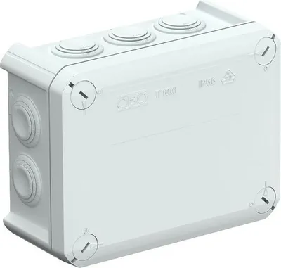 Produktbild von OBO Kabelabzweigkasten mit 10 Leitungseinführungen M25, 150x116x67mm, IP66, lichtgrau, 1 Stk.