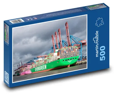 Produktbild von Puzzle 500 Großes Containerschiff im Hafen - martinpuzzle