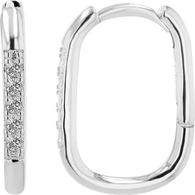Produktbild von "Avya" 925/- Echt Silber, ovale Creole mit Zirkonen, rhodiniert