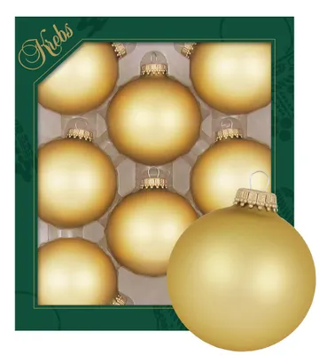 Produktbild von Krebs Glas Lauscha Kugeln im 8er Set - Chiffon Gold - Christbaumschmuck aus Glas - Unifarbende Kugeln - Größe: 7cm - 70202