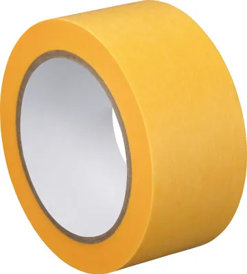 A roll of yellow masking tape on a white background.