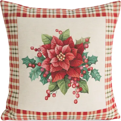Zdjęcie produktu dla Poszewka dekoracyjna 45x45 cm świąteczna gwiazda i ostrokrzew