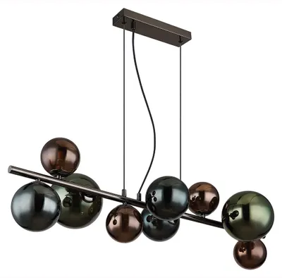 Produktbild von LED Hängelampe, Glaskugeln, grau, 9 Flammig, H 120 cm