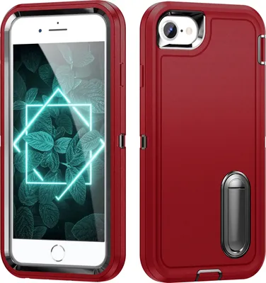 Obrázek produktu pro Pouzdro pro iPhone 8 Plus/7 Plus/6 Plus/6s Plus Hybridní Třivrstvé Robustní Nárazuvzdorné Ochranné Pouzdro se Stojánkem červené