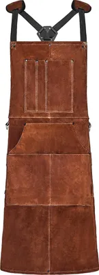 Image de Tablier de soudeur VEVOR en cuir de vachette, tablier de protection ignifuge, tablier en cuir résistant à la chaleur avec 6 poches à outils, tablier de travail pour le travail du bois, le jardinage, les barbecues, 610 x 914 mm