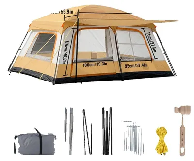 Immagine prodotto di Tenda da campeggio, due stanze, resistente alle intemperie, color kaki