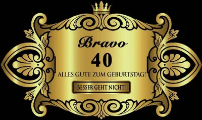 Produktbild von Oblique Unique Flaschenetikett Aufkleber Sticker gold elegant Geburtstag - Bravo 40