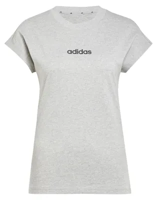 Produktbild von adidas Damen Essentials Linear Baumwolle Shirt, medium Grey Heather/Black, XXL