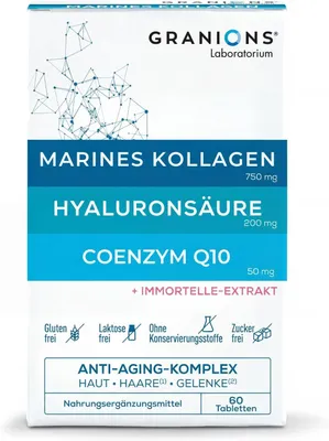 Produktbild von Kollagen Kapseln Hochdosiert mit Hyaluron & Coenzym Q10 – Selen Komplex – Kollagen Typ 1 – Hyaluron Kollagen Kapseln für Gelenke, Haut, Haare & Nägel