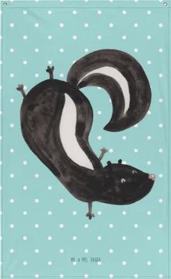 Produktbild von Mr. & Mrs. Panda Wandteppich Stinktier Handstand - Türkis Pastell - Geschenk, Gobelin, Stoffbild, Skunk, Spielplatz, Wildtier, Tapisserie, Wandbild, Raubtier, Stinker
