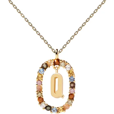 Productafbeelding van PD Paola, gouden ketting met letter Q, gemaakt van 925 sterling zilver