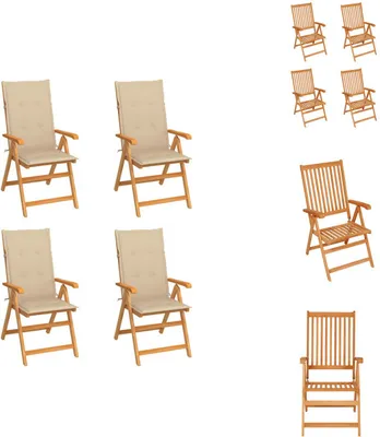 Produktbild von vidaXL Gartenstühle 4 Stk. mit Beigen Kissen Massivholz Teak -  Gartenstühle