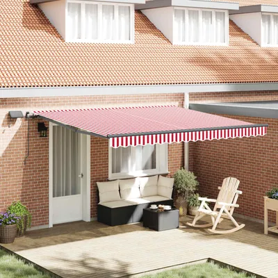 Image de vidaXL Store extensible rouge et blanc 400 x 350 cm