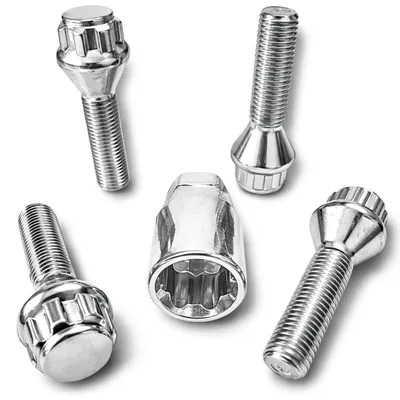 Produktbild von Felgenschloss M12x1,5x38mm Kegelbund 60° silberne Felgenschlösser Set Felgensicherung