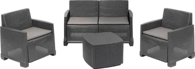 Immagine prodotto di Dmora set Salotto da Esterno Amer Nero Antracite, 4 Posti Impermeabile, Idrorepellente, Lavabile  Italy