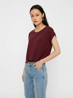 Produktbild von Basic T-Shirt Einfarbig Rundhals Ausschnitt Kurzarm Top Oberteil | M