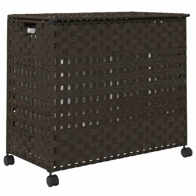 Immagine prodotto di Cesto Portabiancheria Ruote Marrone Scuro 66x35x60 cm Rattan
