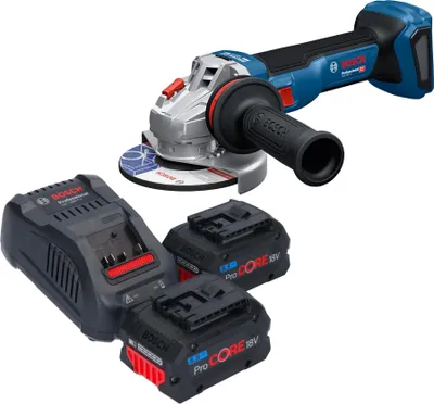 Produktbild von Bosch GWS 18V-11 Professional Akku Winkelschleifer 18 V 125 mm + 2x ProCORE Akku 5,5 Ah + Ladegerät