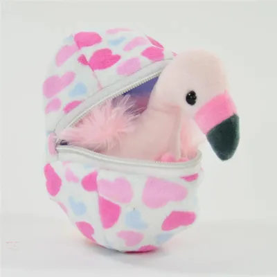 Produktbild von Mini Flamingo Plüschtier im Ei ca. 13 cm – Süßes Kuscheltier zum Schlüpfen – Stofftier Baby Flamingo Rosa mit Reißverschluss-Ei – Geschenk Kinder Mädchen Jungen Geburtstag Weihnachten Mitgebsel