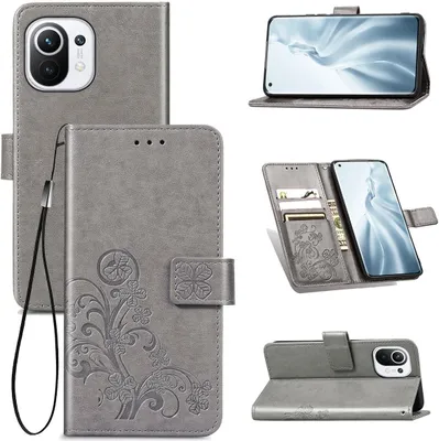 Produktbild von König Design Hülle kompatibel mit Xiaomi Mi 11 Kunstleder Handyhülle - Handy Case Grau
