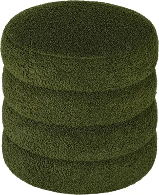 Zdjęcie produktu dla Stołek Fortuna Lai, okrągły, polar teddy, do 120 kg, Φ40x45H cm, zielony