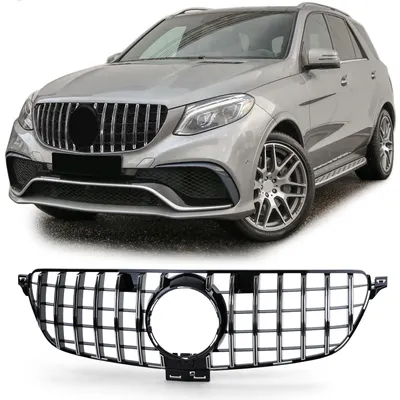 Sport Kühlergrill Schwarz Glanz Chrom passt für Mercedes GLE W166 ab 2015-2019 – Produktansicht