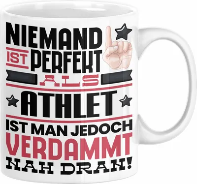 Produktbild von Athlet Geschenk Tasse Lustige Geschenkidee für Athlet Geburtstag Kaffee-Becher Niemand Ist Perfekt Aber Als Athlet Ist Man Nah Dran (Weiß)