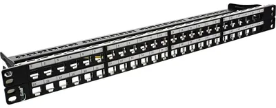 Zdjęcie produktu dla InLine 76848C, Cat5e, Cat6, Cat6a, Montaż półkowy, 1U, Czarny, 100 x 480 x 45 mm, 100 mm