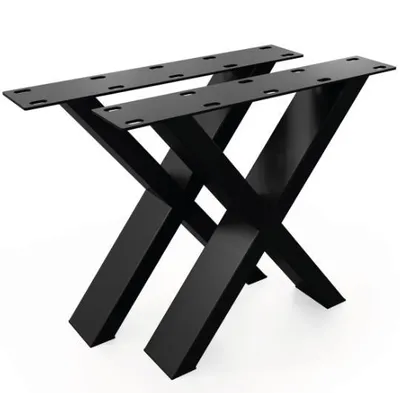 Obrázok produktu pre 2 ks X kovové stolové nohy 40 cm – čierne, pre konferenčný stolík/odkladací stolík, práškový nástrek