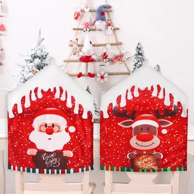 Imagen del producto de Fundas para sillas, juego de 4 unidades, y cubrevelas decorativos con motivos navideños