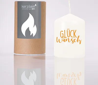 Produktbild von Flämmchen, weiß/neon orange "Glückwunsch"