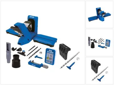 Zdjęcie produktu dla KREG Pocket Hole Jig 720 PRO przyrząd do wiercenia otworów w kieszeniach + stacja bazowa + mikrowiertarka + wiertło stopniowe + bit + wkręty