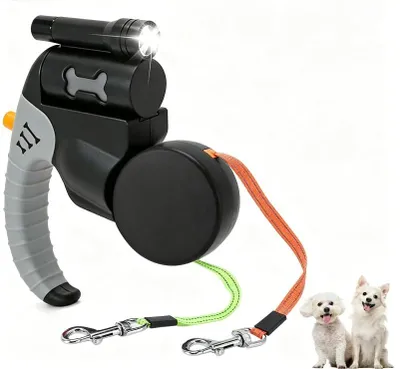 Image de Solidchoice - Laisse rétractable double, 3 mètres, pour 2 chiens
