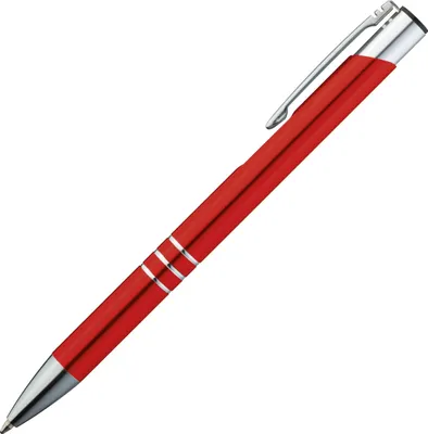 Produktbild von Kugelschreiber aus Metall / Schreibfarbe = Kugelschreiberfarbe / Farbe: rot