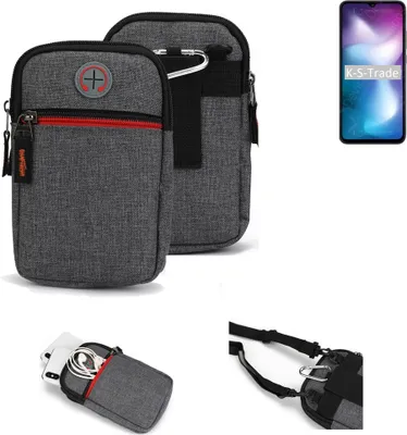 Produktbild von K-S-Trade Holster Gürteltasche kompatibel mit Xiaomi Redmi 9 Activ Handy Tasche Schutz Hülle grau Zusatzfächer 1x