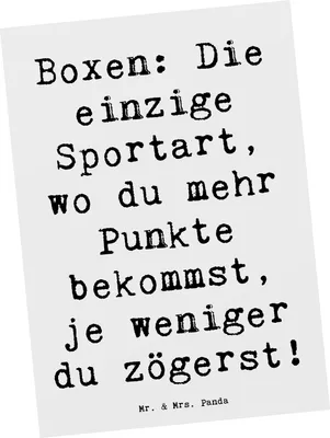 Produktbild von Mr. & Mrs. Panda Grußkarte Spruch Boxen Schnell Entscheiden - Weiß - Geschenk, Boxhandschuhe, Ansichtskarte, Sportler, Schnelligkeit, bildkarte, Ansichtskarten, Postkarte