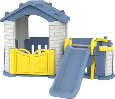 Produktbild von 3-In-1-Gartenhaus Für Kinder. Gründach + Rutsche + Garten Mit Zaun