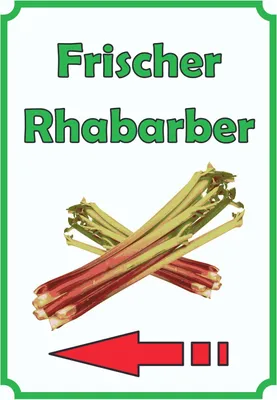 Produktbild von Frischer Rhabarber Schild Hochkant mit Pfeil links A6 Rückseite selbstklebend