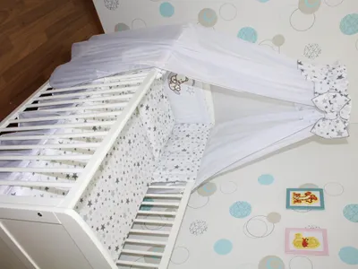 Produktbild von 5 teiliges Baby Bettset für Bett 70 x 140 Himmel Bettwäsche Nestchen- Bärchen auf dem Mond Star Hell