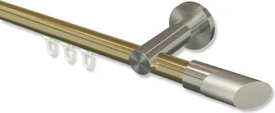 Produktbild von Interdeco Innenlaufstange, Gardinenstange mit Innenlauf Messing-Optik / Edelstahl-Optik Modell Platon Verano, 20 mm Ø 1-läufig, 100 cm